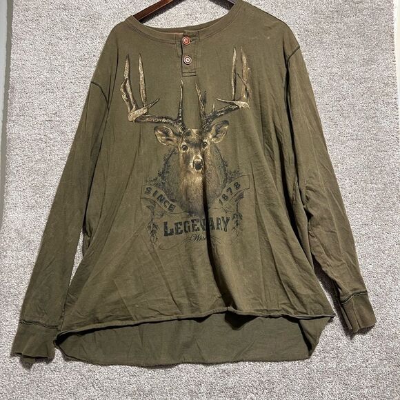 Legendary Whitetails Men’s cotton Henley Long Sleeve Tee Shirt Size 2XL - Picture 1 of 7